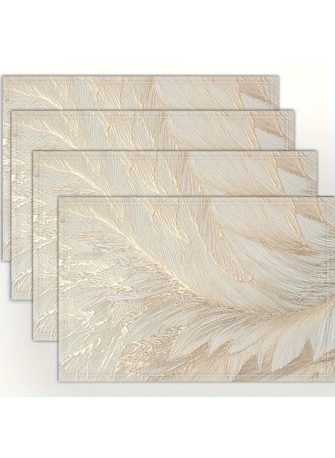 Golden Leaf Placemats Set of 4 Easy-Clean Dining Table Mats (30.5—45.7 cm) - Image 1